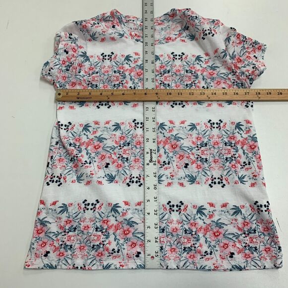Lucky Brand Shirt Womens S White Botanical Print Cotton Crew Neck Short Sleeve - Picture 6 of 14